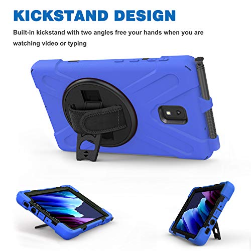 Rantice Samsung Galaxy Tab Active 3 8.0 Case, Heavy Duty Rugged Shockproof Drop Protection Case with 360 Stand, Handle Hand Strap & Shoulder Strap for Galaxy Tab Active3 8" 2020 T570/T575/T577 (Blue) - Image 3