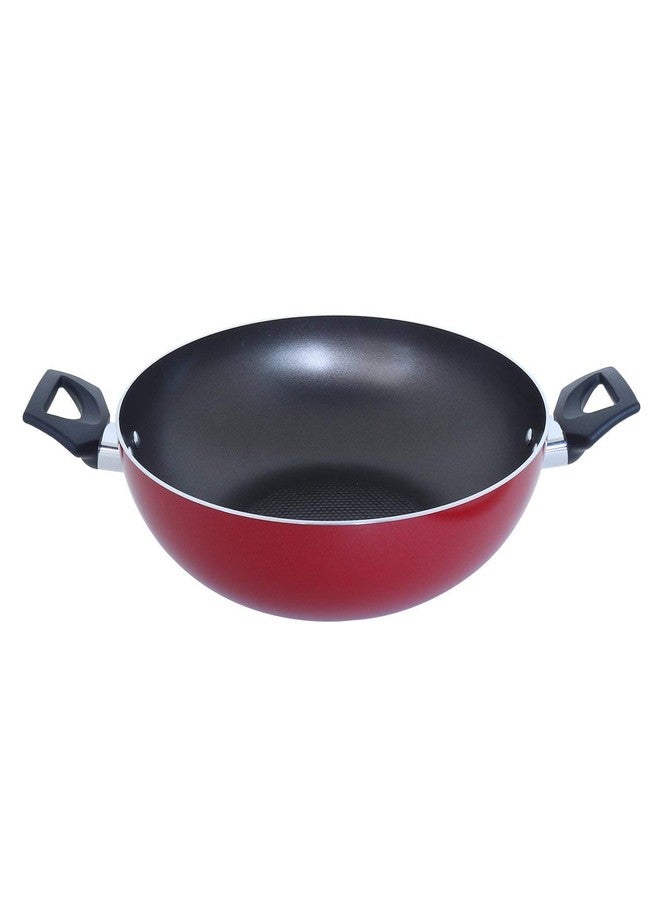 Meyer Safecook Aluminium Nonstick Kadai | Non Stick kadai | Kadai for deep frying | Kadhai aluminium | Induction cookware, Red, 26cm - Image 2
