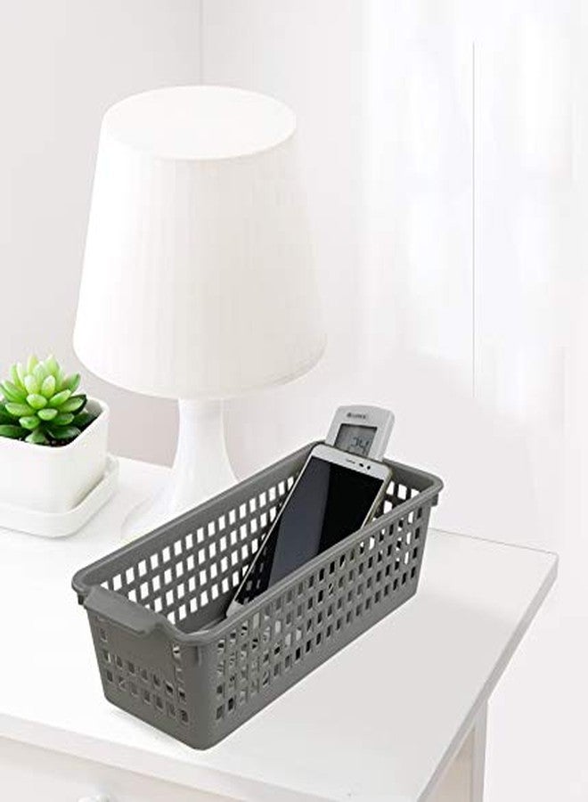 Doryh Long Plastic Basket Trays, Slim Pencil Organizer Grey, 6-Pack - Image 4