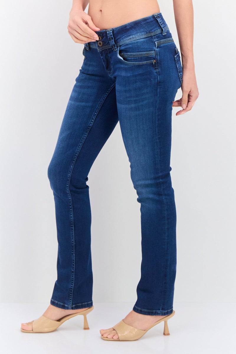 Pepe Jeans Women Regular Fit Washed Stretchable Jeans, Denim - Image 2