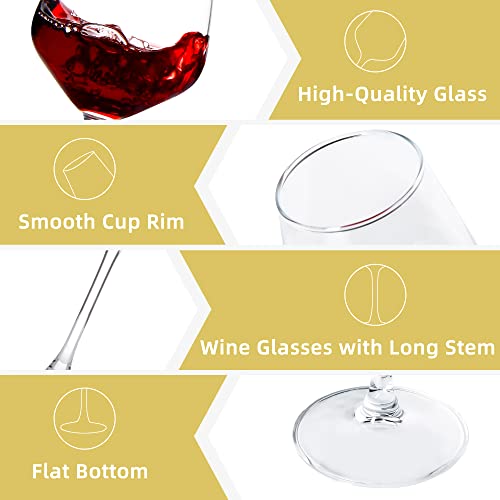 SHYRC Wine Glasses Set of 6, 12oz Clear Red/White Wine Glasses, Long Stem Glasses for Party, Wedding and Home - Image 3