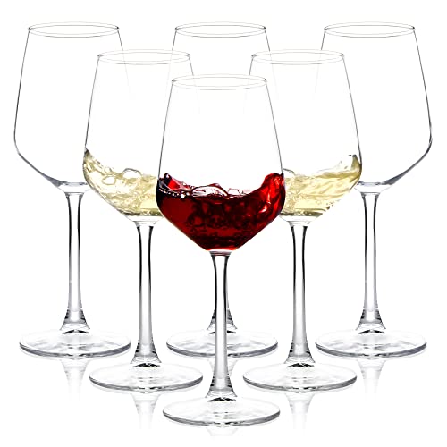 SHYRC Wine Glasses Set of 6, 12oz Clear Red/White Wine Glasses, Long Stem Glasses for Party, Wedding and Home - Image 1