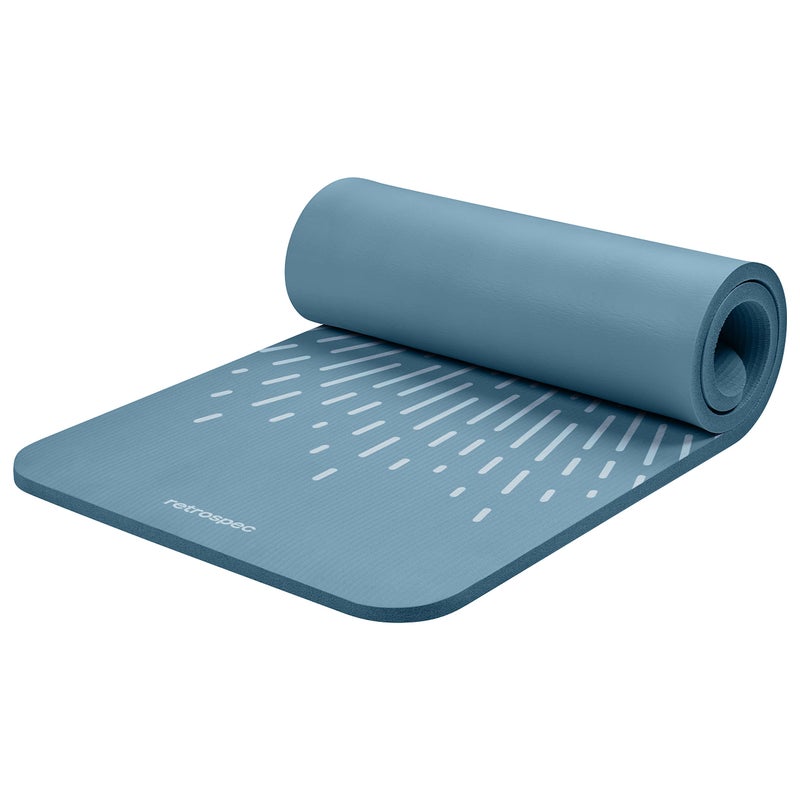 Retrospec Solana Yoga Mat 1" Thick w/Nylon Strap for Men & Women - Non Slip Exercise Mat for Home Yoga, Pilates, Stretching, Floor & Fitness Workouts, Blue Mist - Image 1