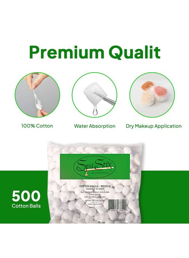 Spa Stix Cotton Balls. 500 Count Medium Size. Non Sterile Super Soft. - Image 3
