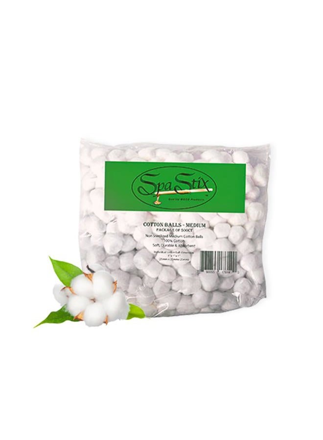 Spa Stix Cotton Balls. 500 Count Medium Size. Non Sterile Super Soft. - Image 1
