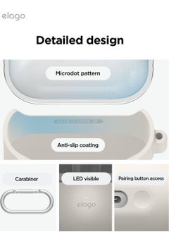 Elago Duo Hang for Samsung Galaxy Buds3 Case and Galaxy Buds 3 Pro Case Cover with Carabiner - Clear | Stone  - Image 5