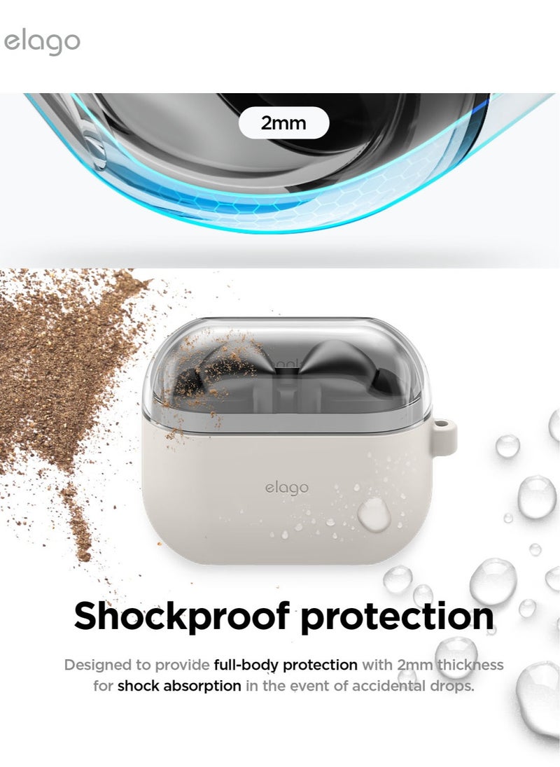 Elago حافظة Duo Hang لهاتف Samsung Galaxy Buds3 وغطاء حافظة Galaxy Buds 3 Pro مع حلقة تسلق - شفاف | حجر  - Image 4
