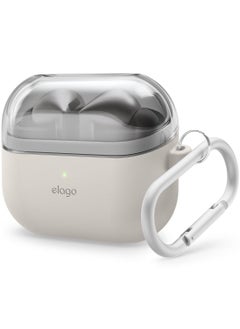 Elago Duo Hang for Samsung Galaxy Buds3 Case and Galaxy Buds 3 Pro Case Cover with Carabiner - Clear | Stone  - Image 1