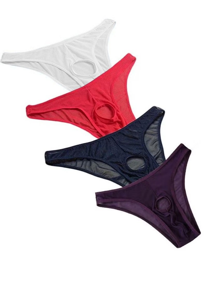 4 Pcs Men Briefs Set Lingerie wear Comfortable Underwear Anti-bacterial Breathable Waist Body Shaper Underpants Panty Slimming Elastic Nightly Nightwear Evening Hot Wear Dresses Gift For Husband  - Image 1