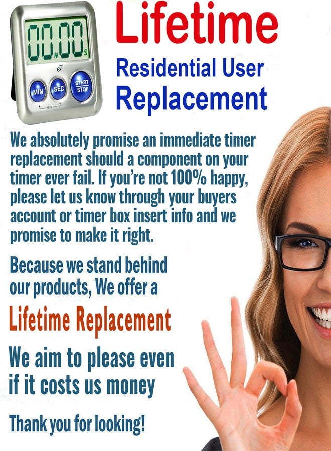 eTradewinds Elegant Digital Kitchen Timer Stainless Steel - Plumberry - Strong Magnetic Back - Kickstand - Loud Alarm - Large Display - Auto Memory - Auto Shut-Off - Model eT-24 (Plumberry) by eTradewinds - Image 2