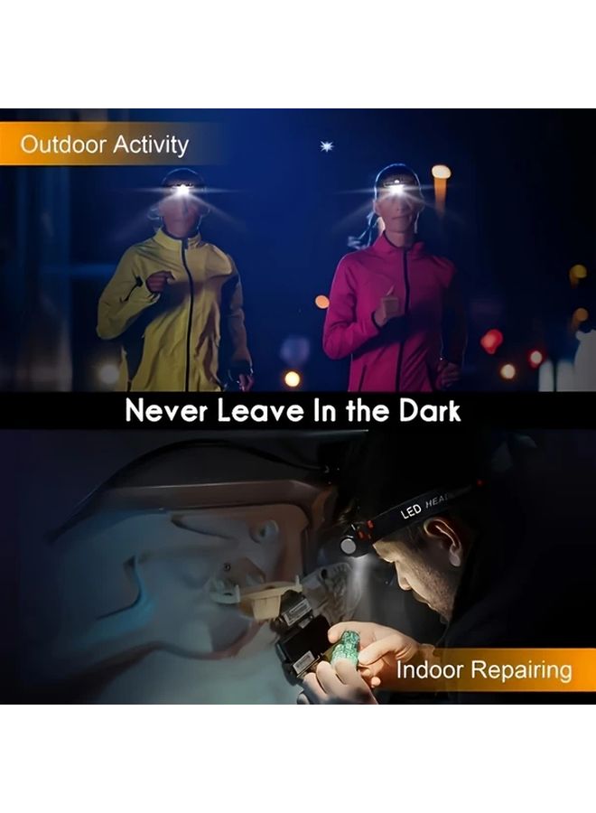 8PCS USB Rechargeable LED Headlamp With Magnet Flashlight Adjustable Headband For Outdoor Camping Running Fishing - Image 5