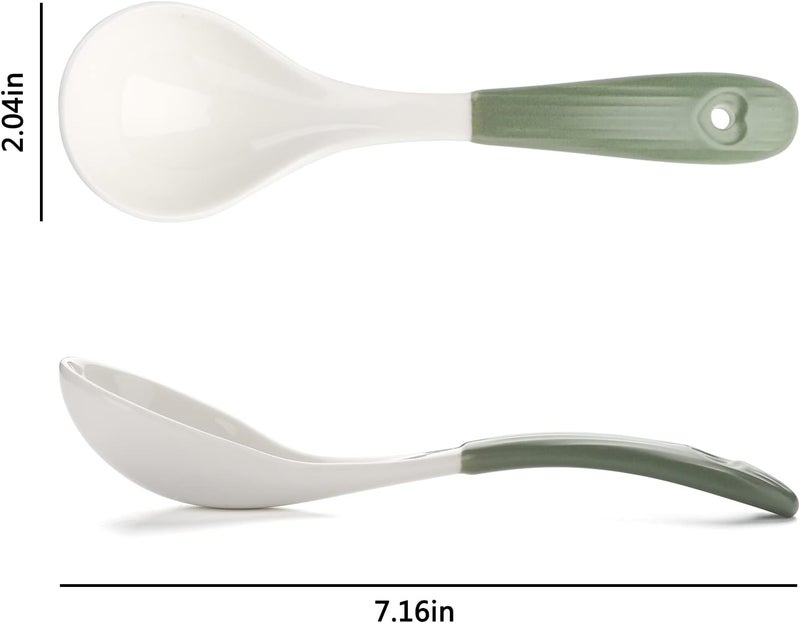 Evannt Ceramic Soup Spoons Set of 6 Asian Soup Spoon Porcelain Chinese Ramen Soup Spoons for Pho Miso Cereal Stews Wonton Dumpling (Model 1#) - Image 4