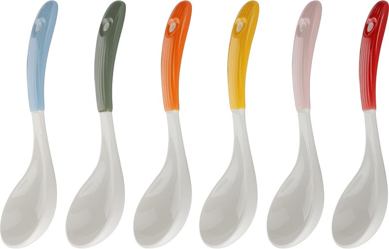 Evannt Ceramic Soup Spoons Set of 6 Asian Soup Spoon Porcelain Chinese Ramen Soup Spoons for Pho Miso Cereal Stews Wonton Dumpling (Model 1#) - Image 5