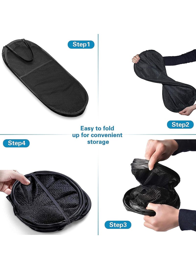 Pop-Up Laundry Basket with Handle and Side Pocket, 36x36x60 cm Foldable Mesh Storage Hamper for Clothes, Durable Polyester and Steel, Portable and Space-Saving