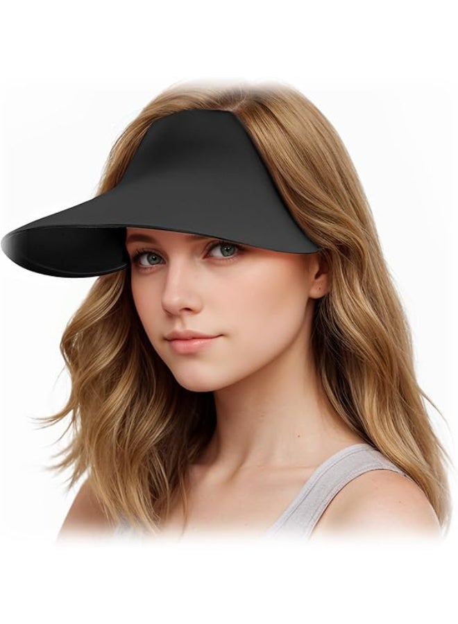Wide Brim Sun Visor Hat for Women, UPF50+ UV Protection, Lightweight Foldable Sports Cap, Summer Beach Cap with lightweight elastic fabric, Ponytail-Friendly Sun Hat for Outdoor Activities - Image 1