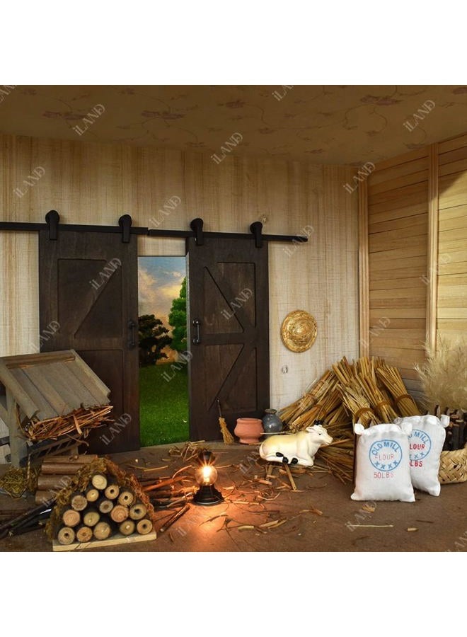 iLAND Dollhouse Accessories - Wooden Dollhouse Doors on 1:12 Scale, 2pcs Miniature Sliding Barn Doors - Image 2