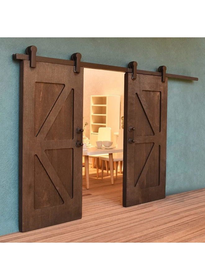 iLAND Dollhouse Accessories - Wooden Dollhouse Doors on 1:12 Scale, 2pcs Miniature Sliding Barn Doors - Image 1