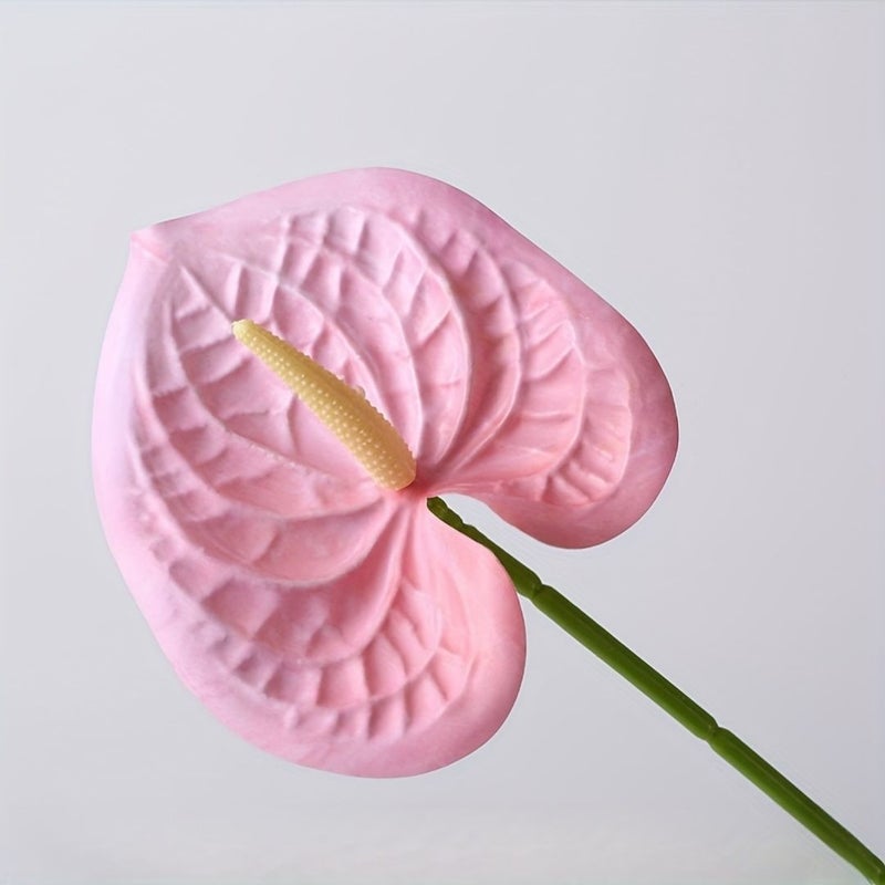 Gradient Pink Green Artificial Anthurium Flowers Fake Flamingo Lily Home Decor 6pcs - Image 5