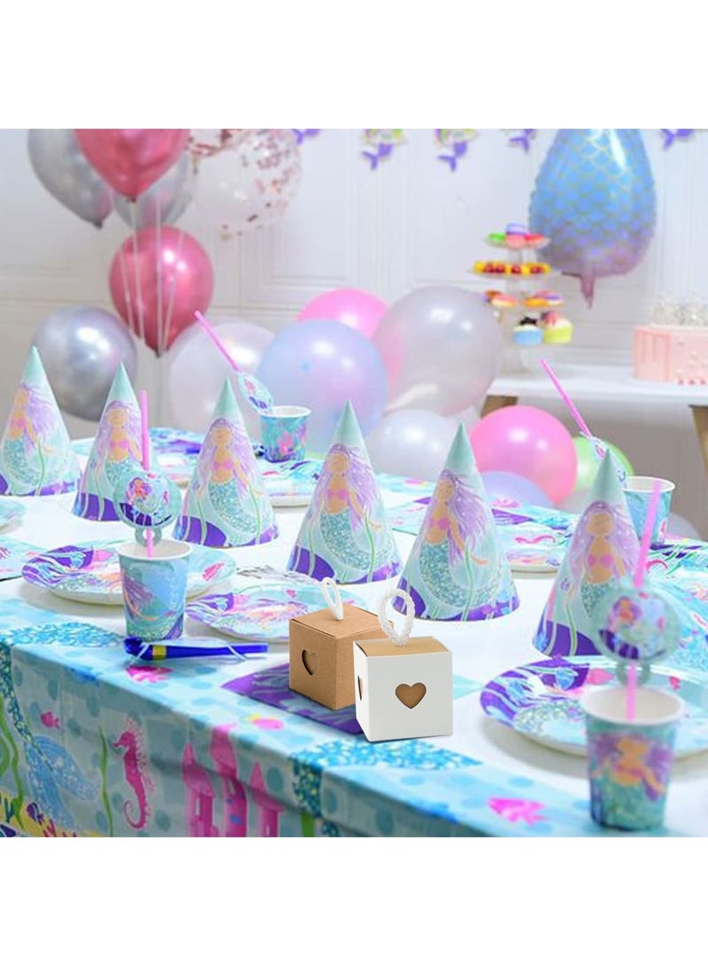 Zikra 50 Pack Mini White & Brown Heart Gift Boxes - 2 x 2 x 2 inch Wedding & Party Favor Paper Candy Kraft Boxes with Cute Twine Handles - Image 5