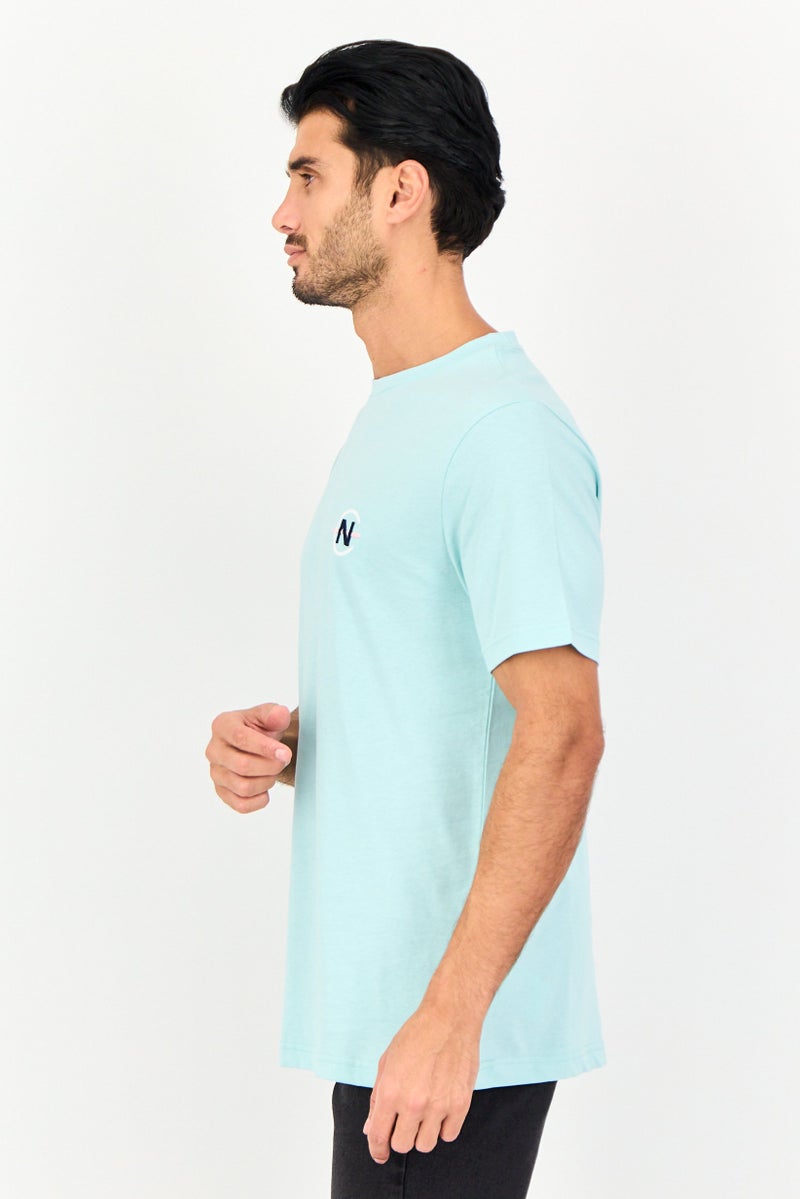 NAUTICA Men Crew Neck Short Sleeve Embroidered Logo T-Shirt, Turquoise - Image 2