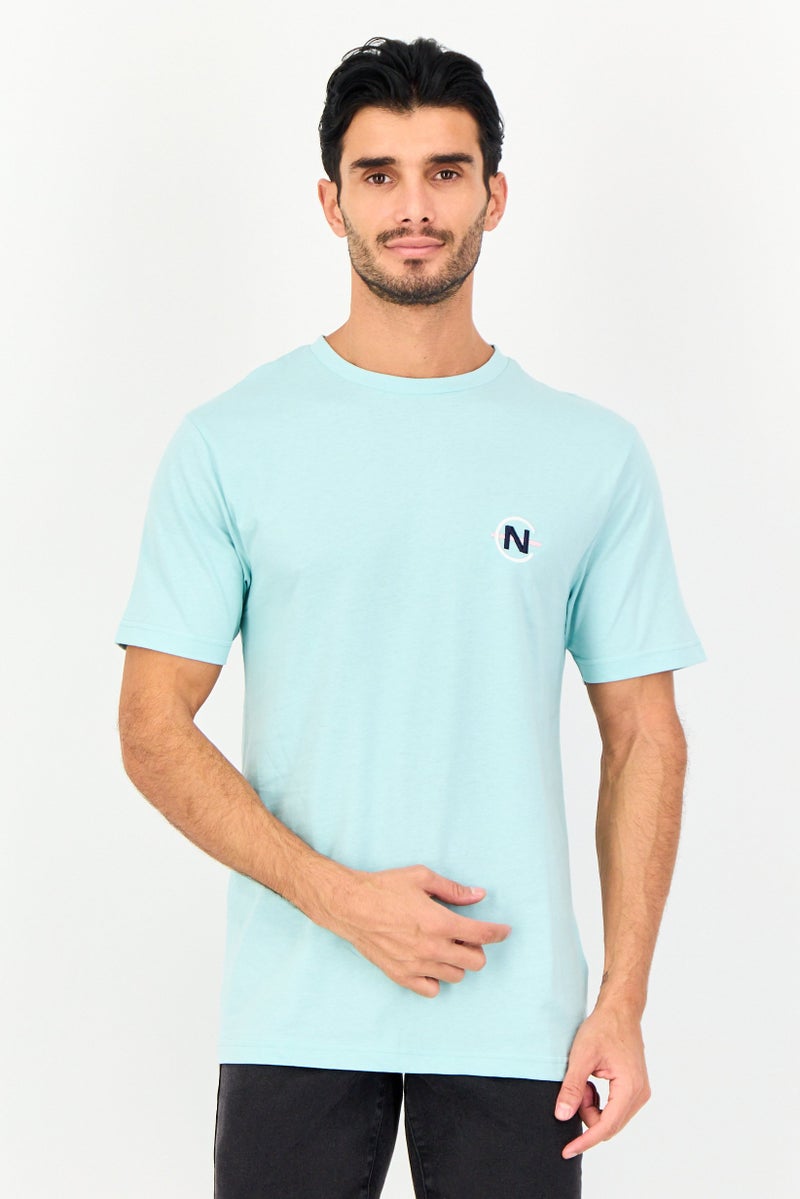 NAUTICA Men Crew Neck Short Sleeve Embroidered Logo T-Shirt, Turquoise - Image 1