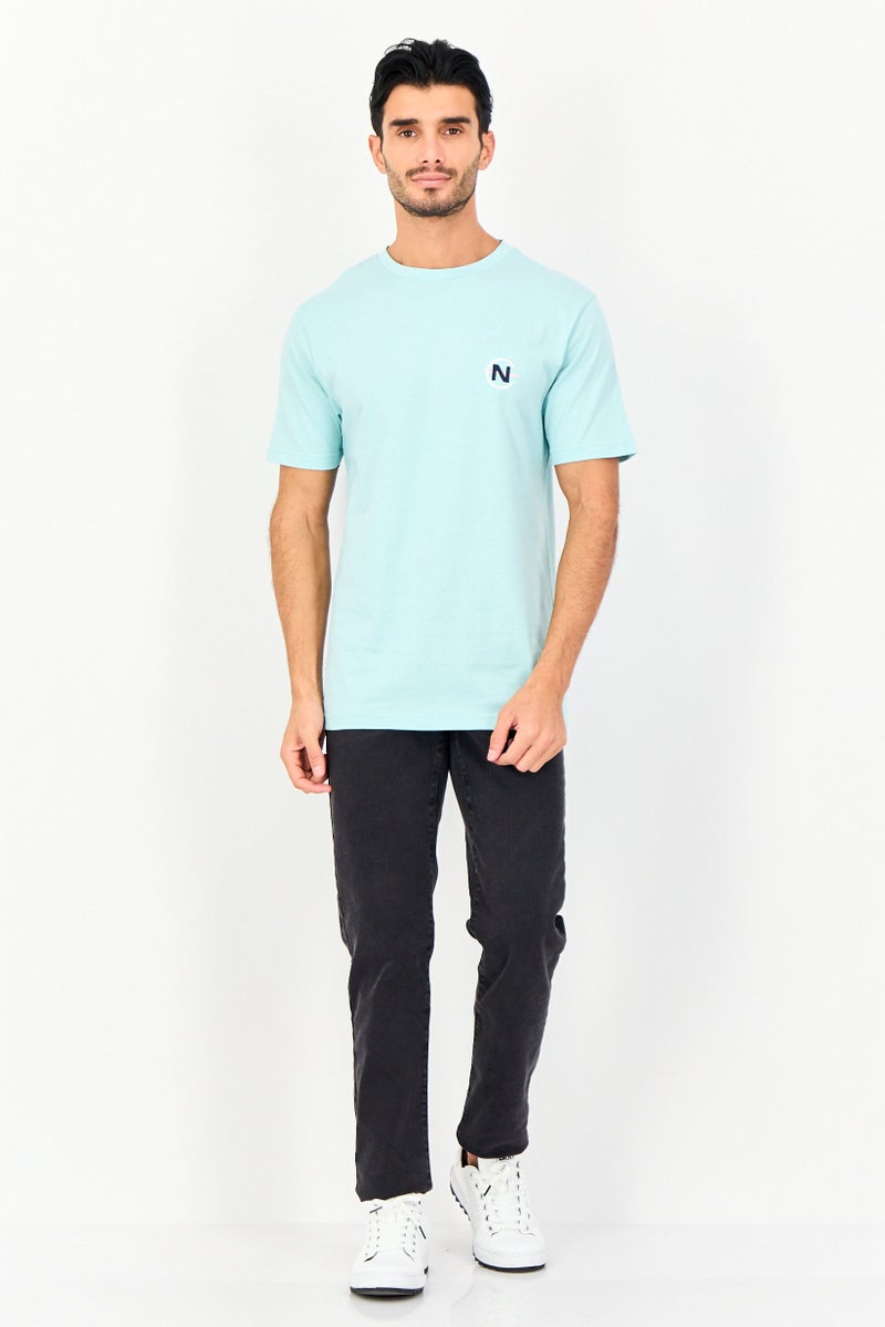 NAUTICA Men Crew Neck Short Sleeve Embroidered Logo T-Shirt, Turquoise - Image 3