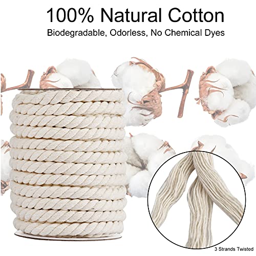 Hdviai Cotton Cord 10mm x 19Yards - Natural Unbleached Macrame Rope - 3 Strand Twisted Cotton Rope for Wall Hanging，DIY Craft Making，Plant Hangers，Knotting Decorative Projects (White) - Image 4