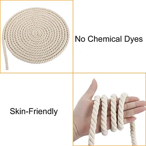 Hdviai Cotton Cord 10mm x 19Yards - Natural Unbleached Macrame Rope - 3 Strand Twisted Cotton Rope for Wall Hanging，DIY Craft Making，Plant Hangers，Knotting Decorative Projects (White) - Image 3