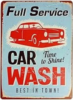ERLOOD ERLOOD Vintage Tin Sign for Wall Garage Retro Decor Metal Poster Plaque Full Service Car Wash Best in Town 8" X 12" 