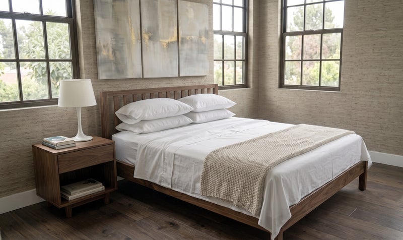 Deluxe COTTON PERCALE White Flat Bed Linen Set (5 Pieces) - 265x275 cm - Image 2