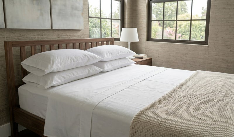 Deluxe COTTON PERCALE White Flat Bed Linen Set (5 Pieces) - 265x275 cm - Image 3