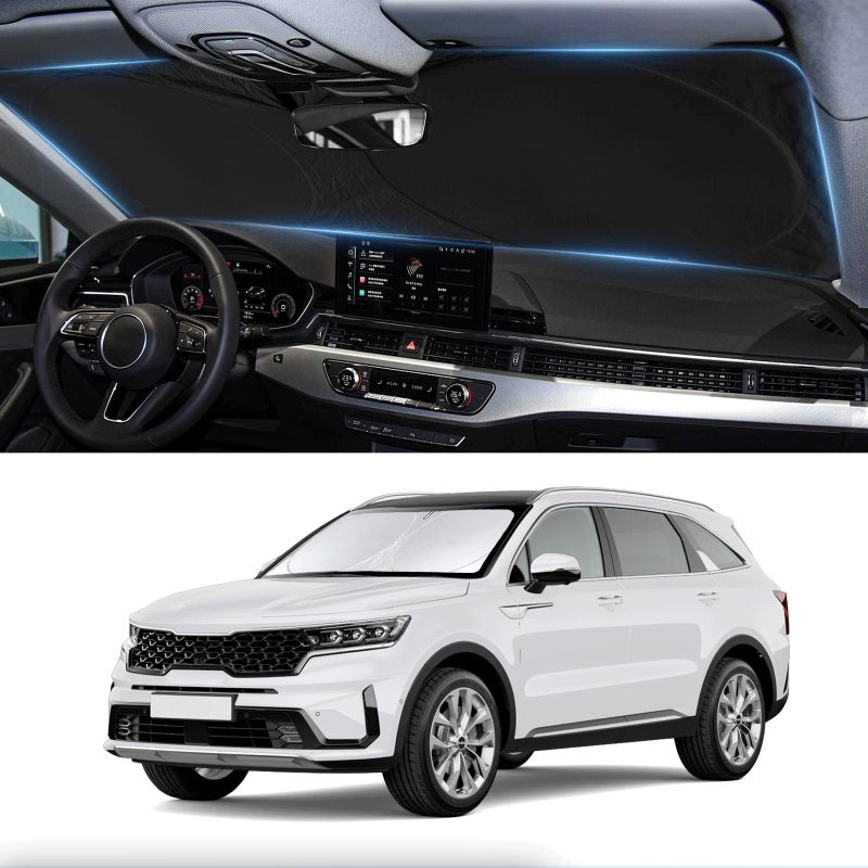INSAUTO Custom Fit Sorento Windshield Sunshade for 20212024 2025 2026 KIA Sorento Front Window Shades Cover for Windshield Sun Visor Protector 210T Reflector Block Heat and Sun Protection Cooler Accessories - Image 2