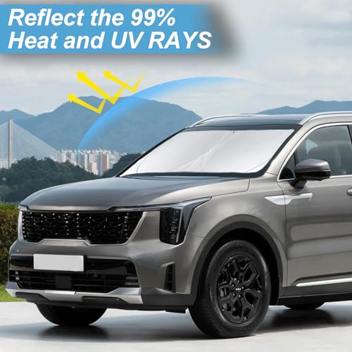 INSAUTO Custom Fit Sorento Windshield Sunshade for 20212024 2025 2026 KIA Sorento Front Window Shades Cover for Windshield Sun Visor Protector 210T Reflector Block Heat and Sun Protection Cooler Accessories - Image 3
