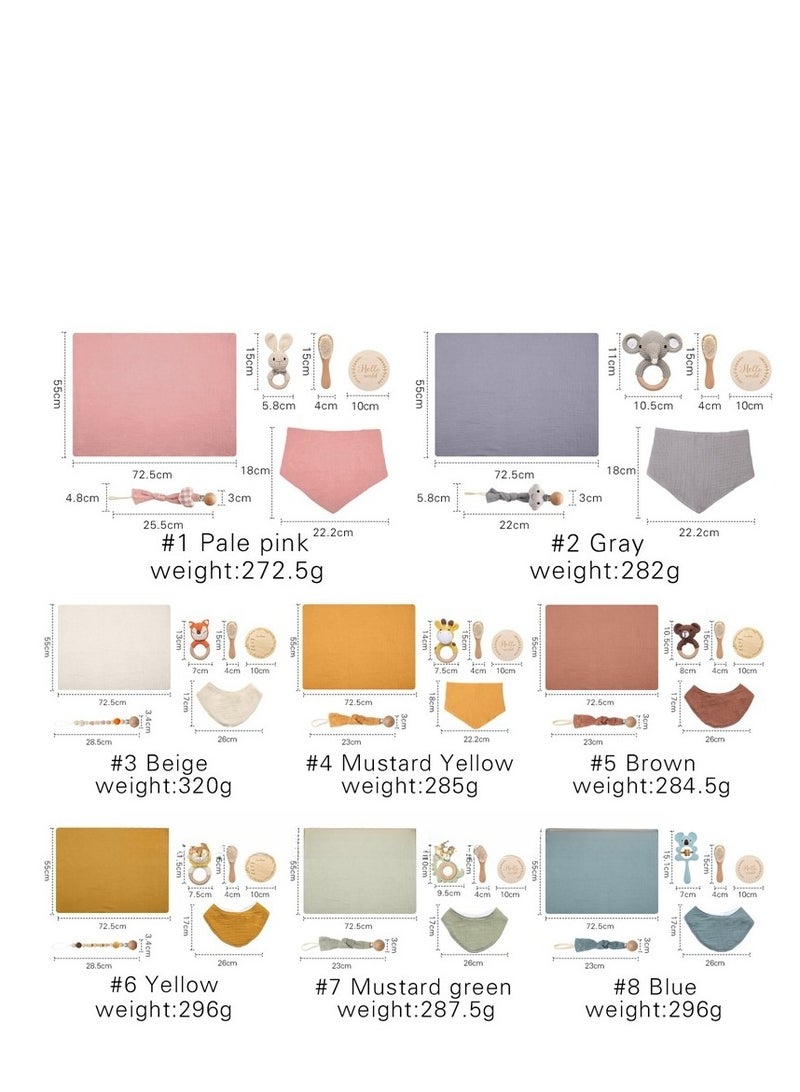 Baby Cloth Nipple Chain Set - Newborn Birth Gift Box - Bath Set - Chew Animal Bell Toy - Image 4