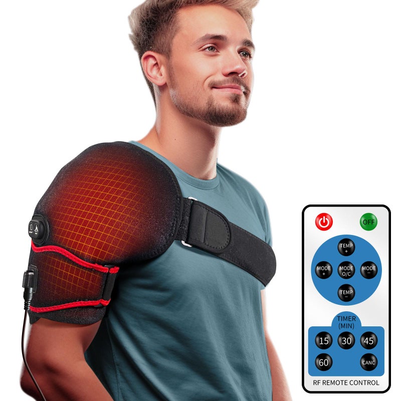 sticro Shoulder Heating Pad Massager for Pain Relief Vibration Massage Heated Wrap Braces for Left Right Frozen Shoulder Rotator Cuff Injury Arthritis for Men Women XLXXL