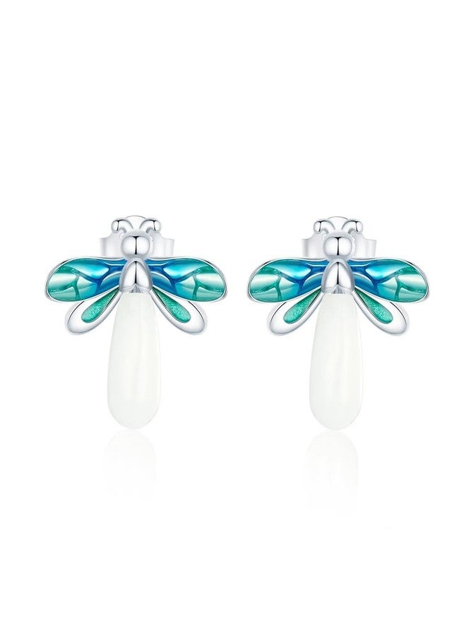 Qings Luminous Firefly Earring 925 Sterling Silver Glow in the Dark Animal Stud Earrings Birthday Gifts for Women - Image 1