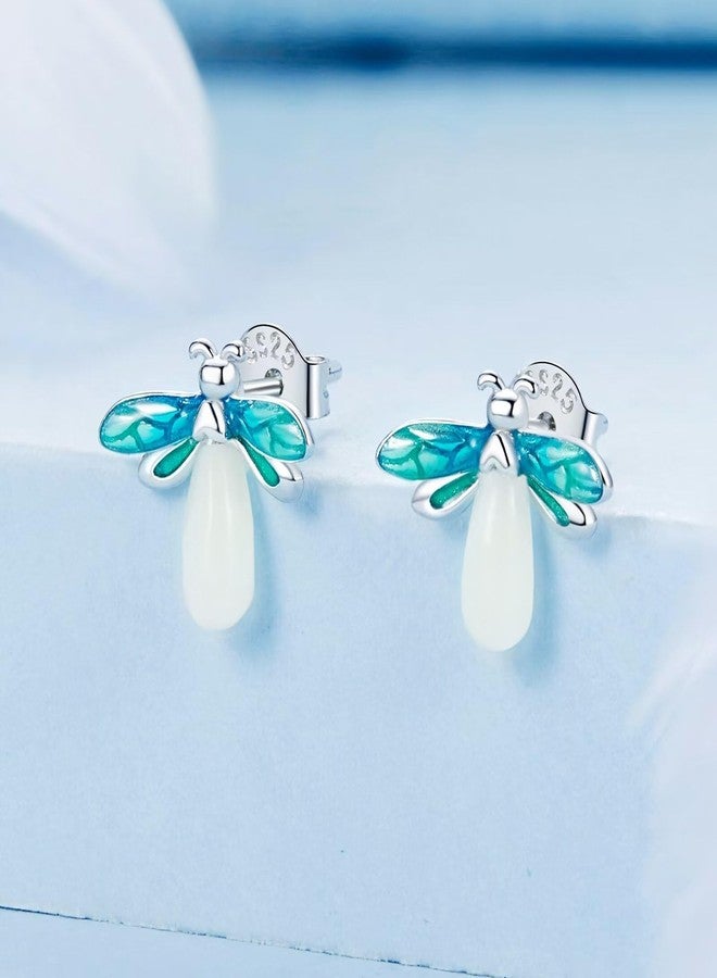 Qings Luminous Firefly Earring 925 Sterling Silver Glow in the Dark Animal Stud Earrings Birthday Gifts for Women - Image 5