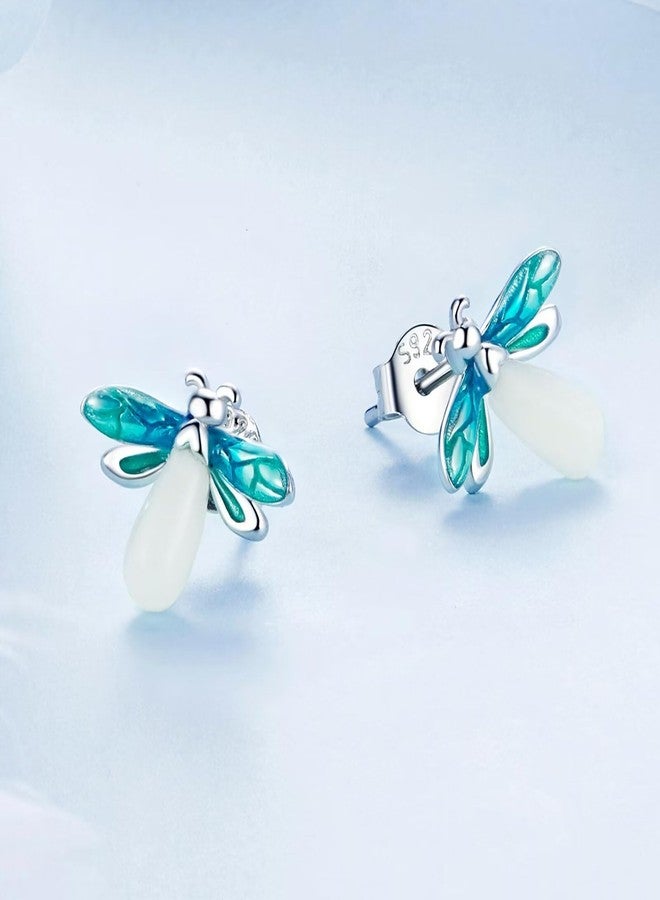 Qings Luminous Firefly Earring 925 Sterling Silver Glow in the Dark Animal Stud Earrings Birthday Gifts for Women - Image 4