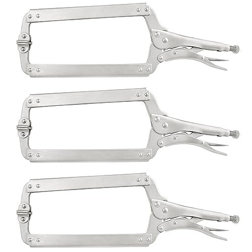 GENHAKON 3 Pack 18 Inch C Clamp Locking PliersLocking C Clamp Adjustable Nickel Plated C Pliers For Wood Working Welding Electrician Maintenance and more by GENHAKON - Image 1