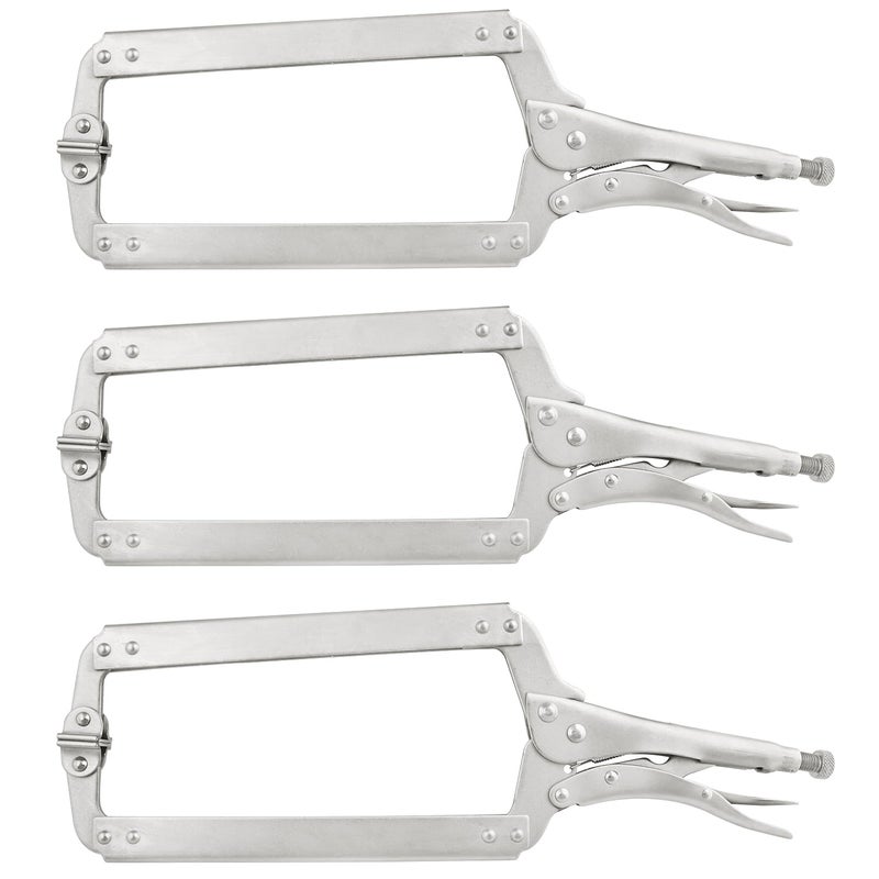 GENHAKON 3 Pack 18 Inch C Clamp Locking PliersLocking C Clamp Adjustable Nickel Plated C Pliers For Wood Working Welding Electrician Maintenance and more by GENHAKON - Image 2