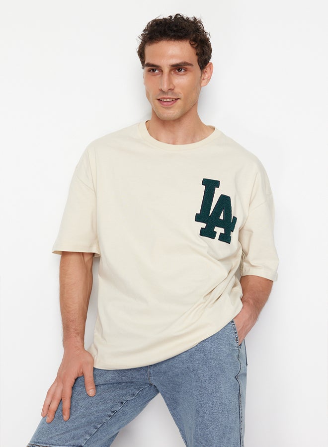 trendyol Men's Beige T-shirt - Image 1