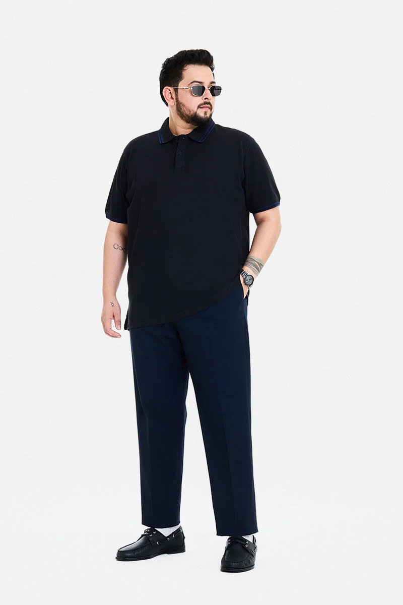 SNITCH Black Black Solid Half Sleeve Regular Fit Casual Plus Size T-Shirt for Men | Best Price UAE