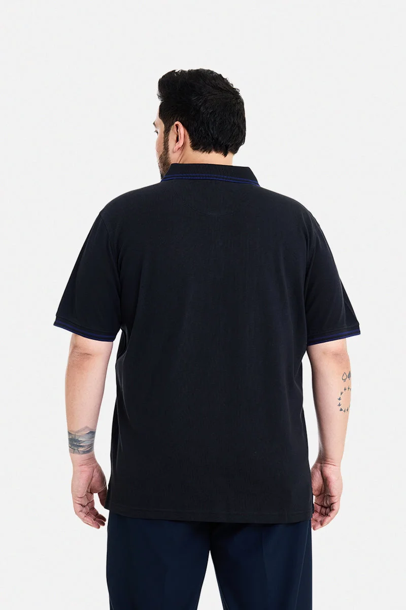 SNITCH Black Black Solid Half Sleeve Regular Fit Casual Plus Size T-Shirt for Men | Best Price UAE