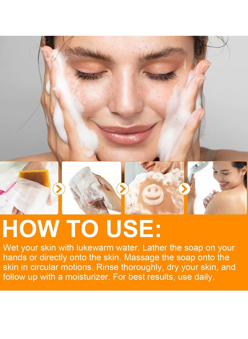 NIKITA.VIVI مجموعة صابون الكركم 2 قطعة 100 جرام × 2 للوجه والجسم صابون مقشر بالليمون والكركم وحمض الكوجيك صابون وجه يدوي مع الريتينول والكولاجين لإزالة البقع الداكنة وتنظيف عميق وتقشير المسام - Image 2