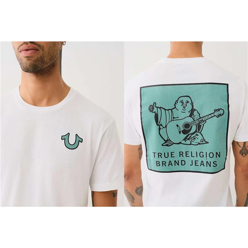 تي شيرت True Religion للنساء بأكمام قصيرة للرجال بتصميم عتيق غير رسمي - Image 1