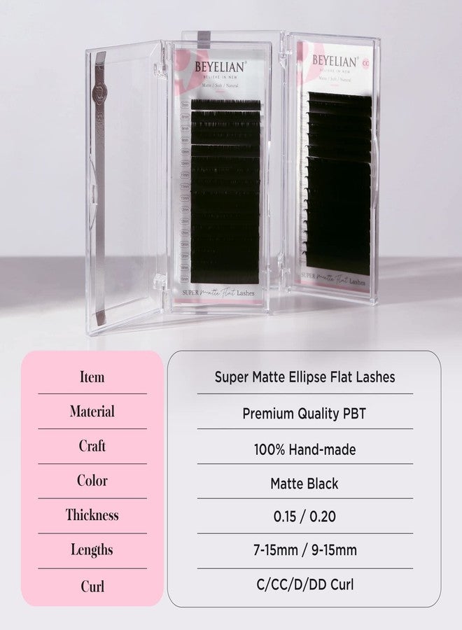 BEYELIAN Eyelash Extensions, Individual Lashes, 0.15mm D+ Curl 7-15mm Super Matte Classic Lash Extensions, Ellipse Flat Eyelash Extension, Mixed Tray for Professional Salon Use - Image 2