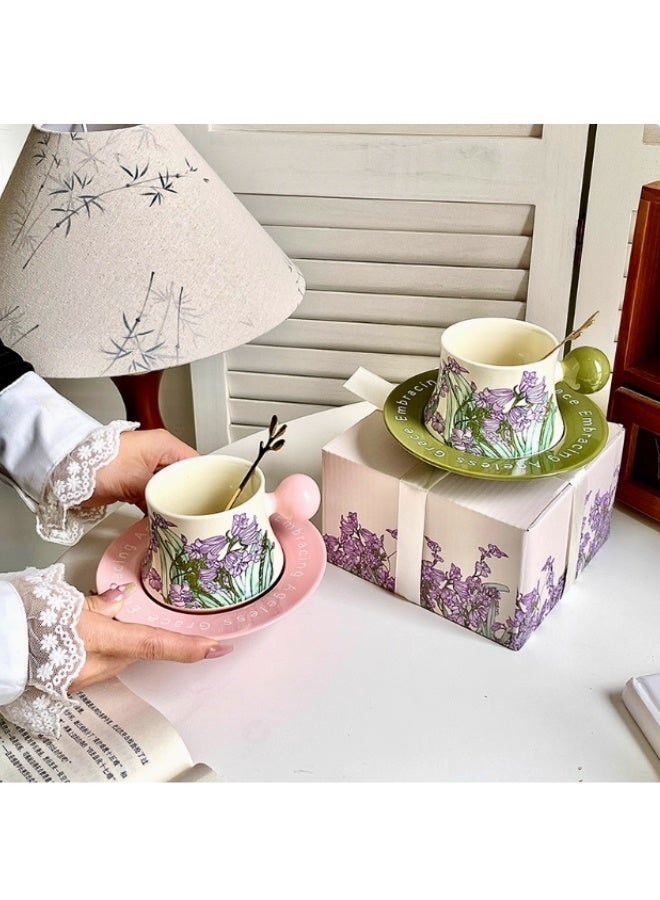 Generic Brand Retro High-End Coffee Cup And Pink Saucer Ceramic Mug Set - Image 3