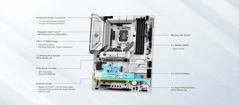 ASRock Motherboard Z890 Steel Legend WiFi Intel CPU Core Ultra (LGA1851) Compatible Z890 Chipset DDR5 ATX Motherboard - Image 3