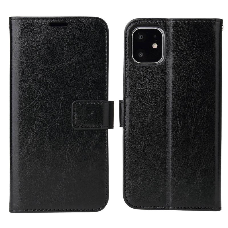 غطاء واقي بملمس جلد لـ Redmi Note 14 Pro مع تصميم قابل للطي وحامل بطاقات مع حبل تعليق مع حامل قابل للطي باللون أسود بوظيفة حامل للاستخدام المنزلي للسفر للتخزين العملي - Image 1