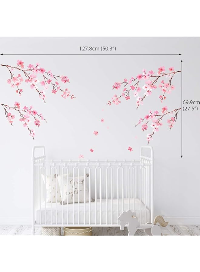 Raxoom BPA DWL-2003P1903 Watercolor Cherry Blossoms Kids Wall Stickers Wall Decals Peel and Stick Removable Wall Stickers for Kids Nursery Bedroom Living Room d?cor - Image 2